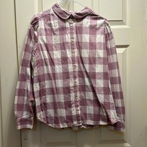 LOFT Mauve and Cream Plaid Flannel Button Shirt
